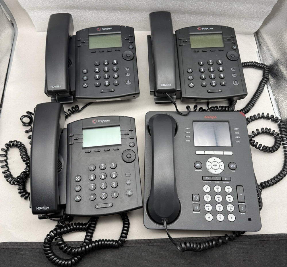 1pc AVAYA 9611G, 3pc POLYCOM VVX 311 IP Office Business Phones *NO POWER ADAPTER